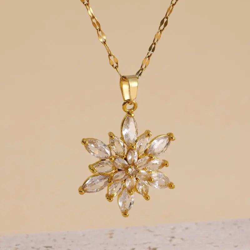 Minimalist Snowflake Pendant with 18K Gold-Plated Chain My Store