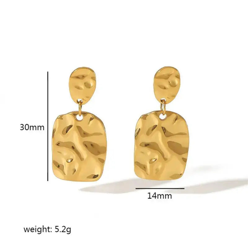 Hammered Gold Drop Earrings My Store