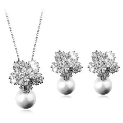Sparkling Snowflakes Zirconia Necklace Set My Store