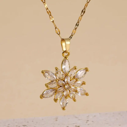 Minimalist Snowflake Pendant with 18K Gold-Plated Chain My Store