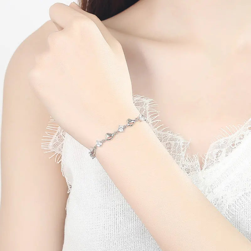 Dewdrop Heart White Diamond Bracelet Forever Luxe
