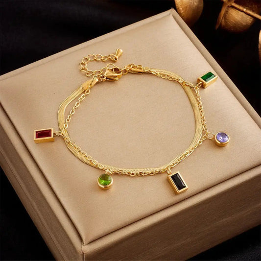 Gold Plated Double Layer Bracelet Forever Luxe