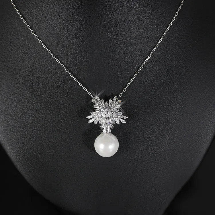 Sparkling Snowflakes Zirconia Necklace Set My Store
