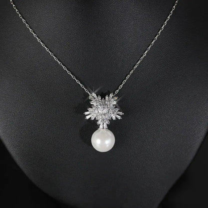 Sparkling Snowflakes Zirconia Necklace Set My Store
