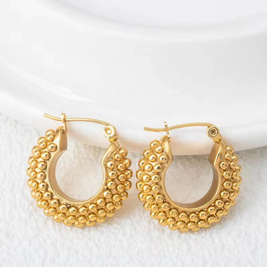 Classic Golden Granule Hoops Forever Luxe