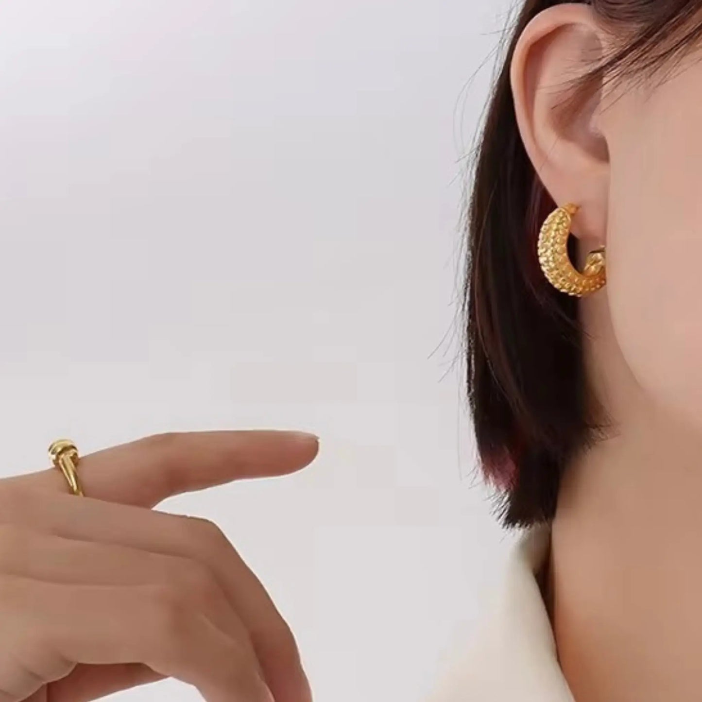 Classic Golden Granule Hoops Forever Luxe