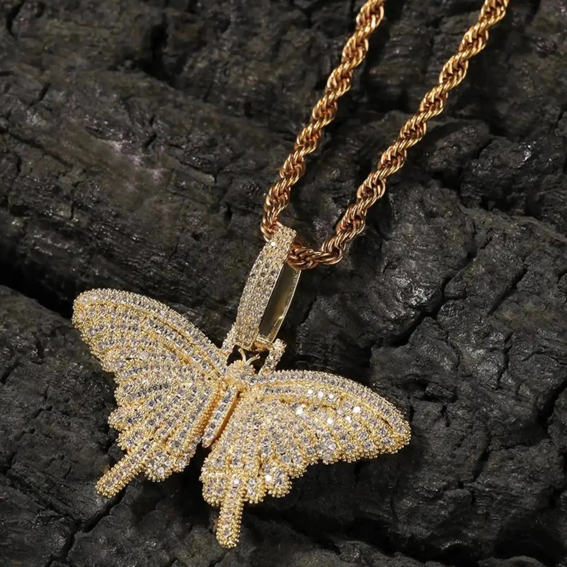 Gemstone Butterfly Crystal Pendant Necklace Forever Luxe