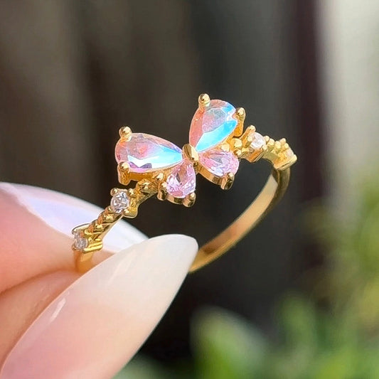 Dreamy Butterfly 925 Sterling Silver Ring 18K Gold Plated Promise Ring Forever Luxe