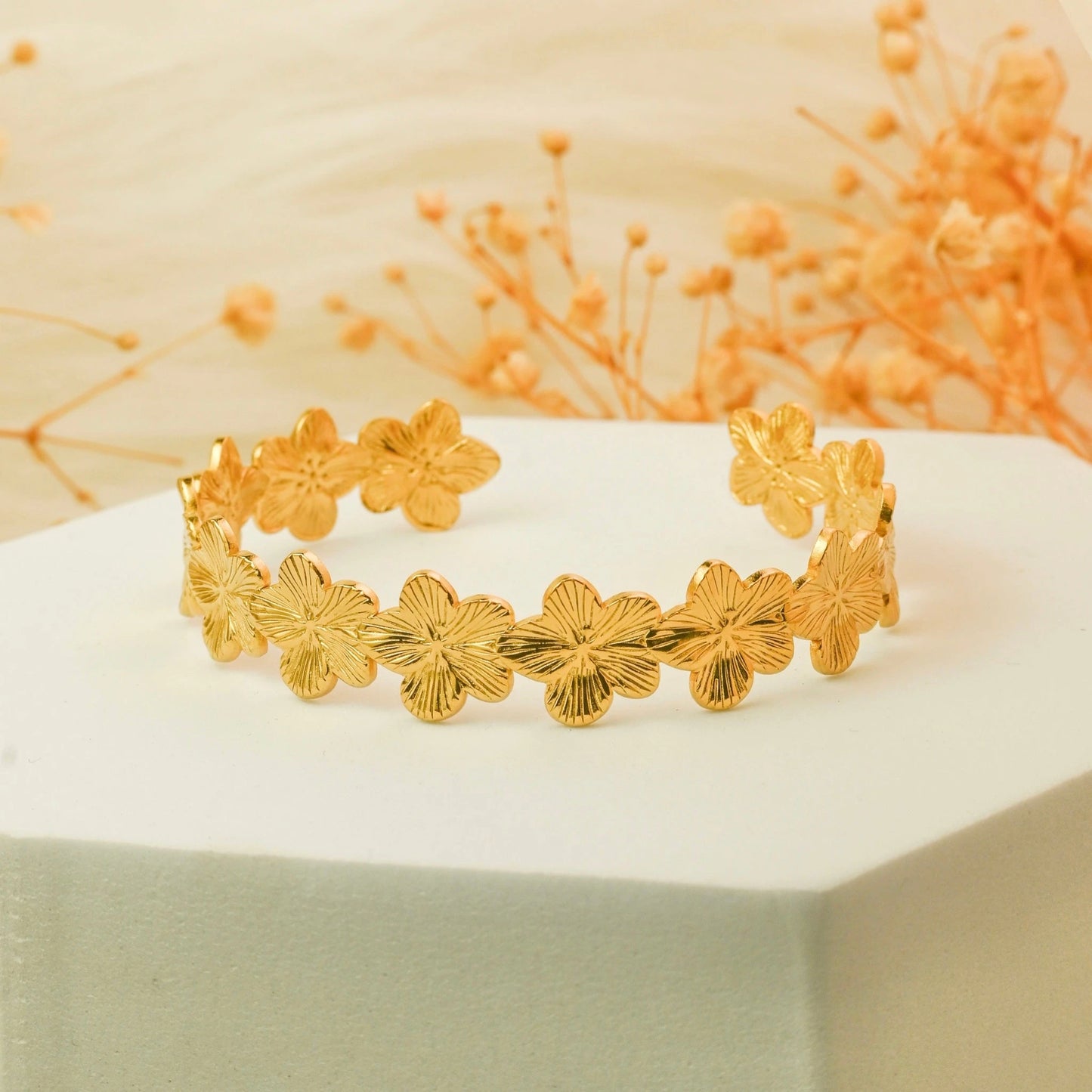 Flower Open Cuff Bracelet Forever Luxe