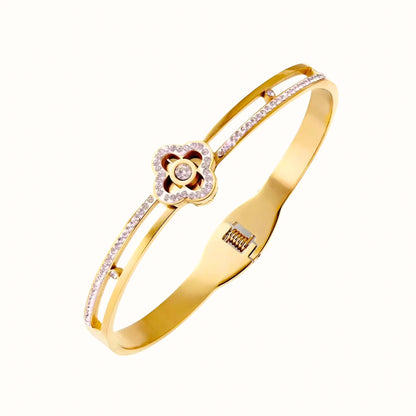 18K Gold-Plated Floral Kada Bracelet Forever Luxe