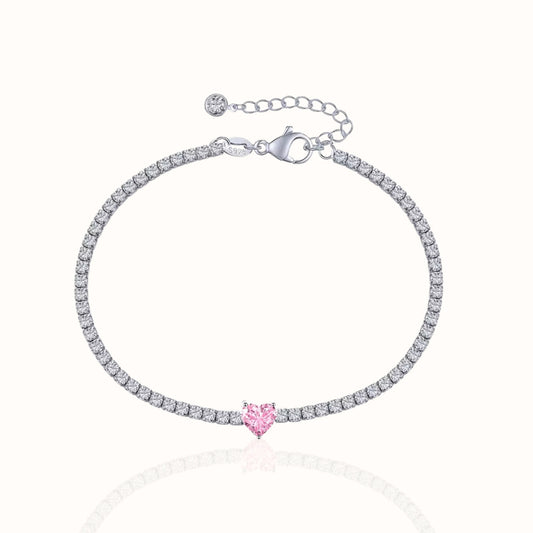 Pink Whisper S925 Sterling Silver Tennis Bracelet Forever Luxe