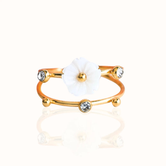 Daisy Dreams 18k gold plated floral ring -Adjustable style Forever Luxe