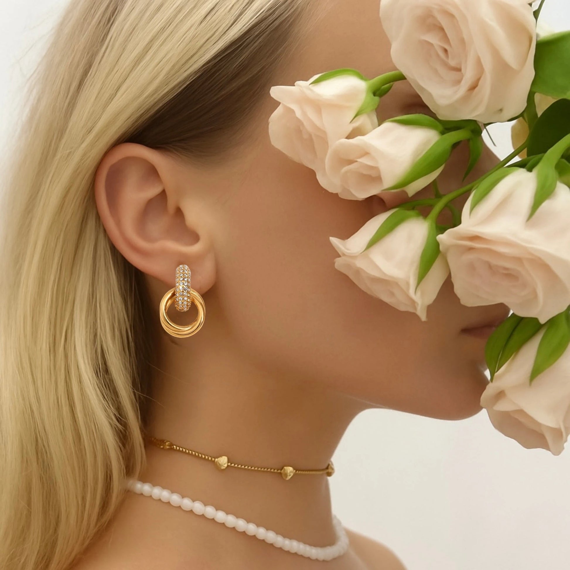 18k gold-plated Knot Crystal Stud Earrings - Forever Luxe