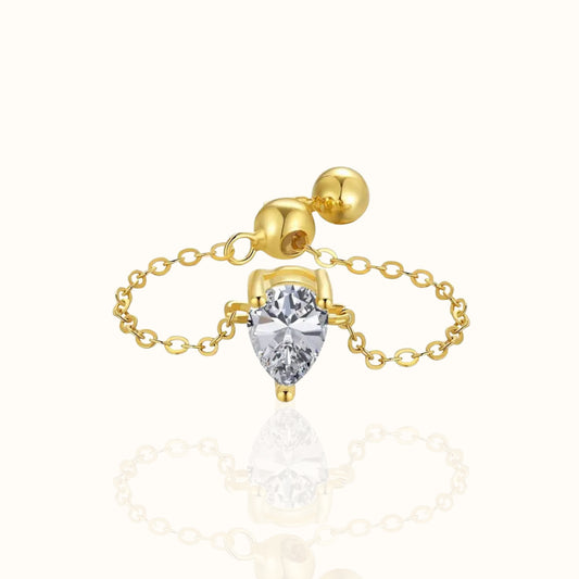 Teardrop Radiance 925 Sterling Silver Chain Ring Forever Luxe