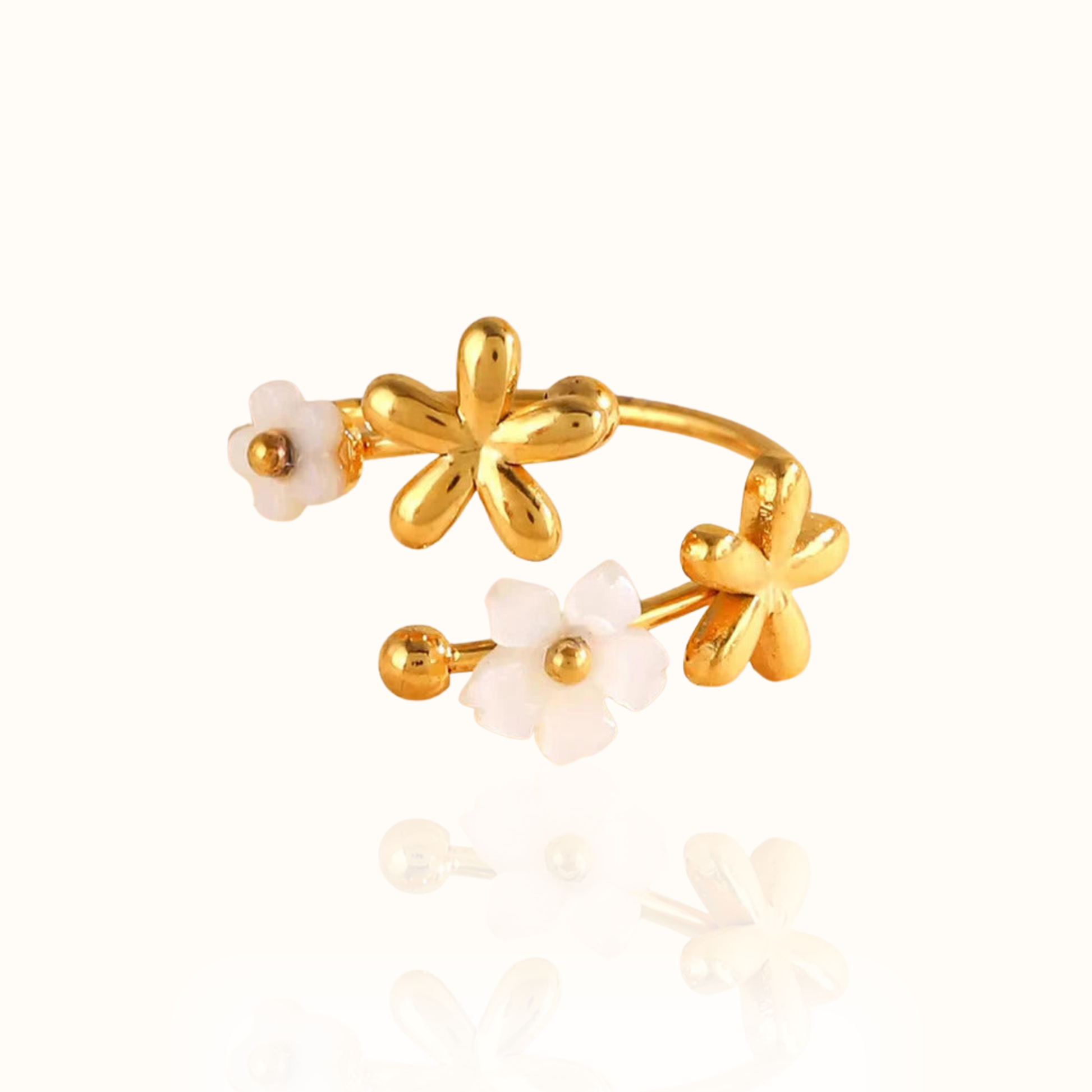 Blossom Kiss 18K Gold-Plated Adjustable Ring Forever Luxe