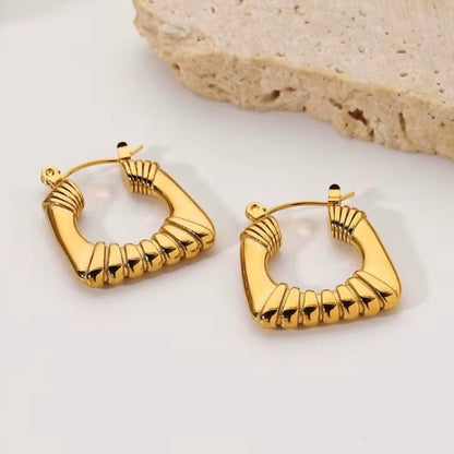 Grooved Square Hoops Forever Luxe