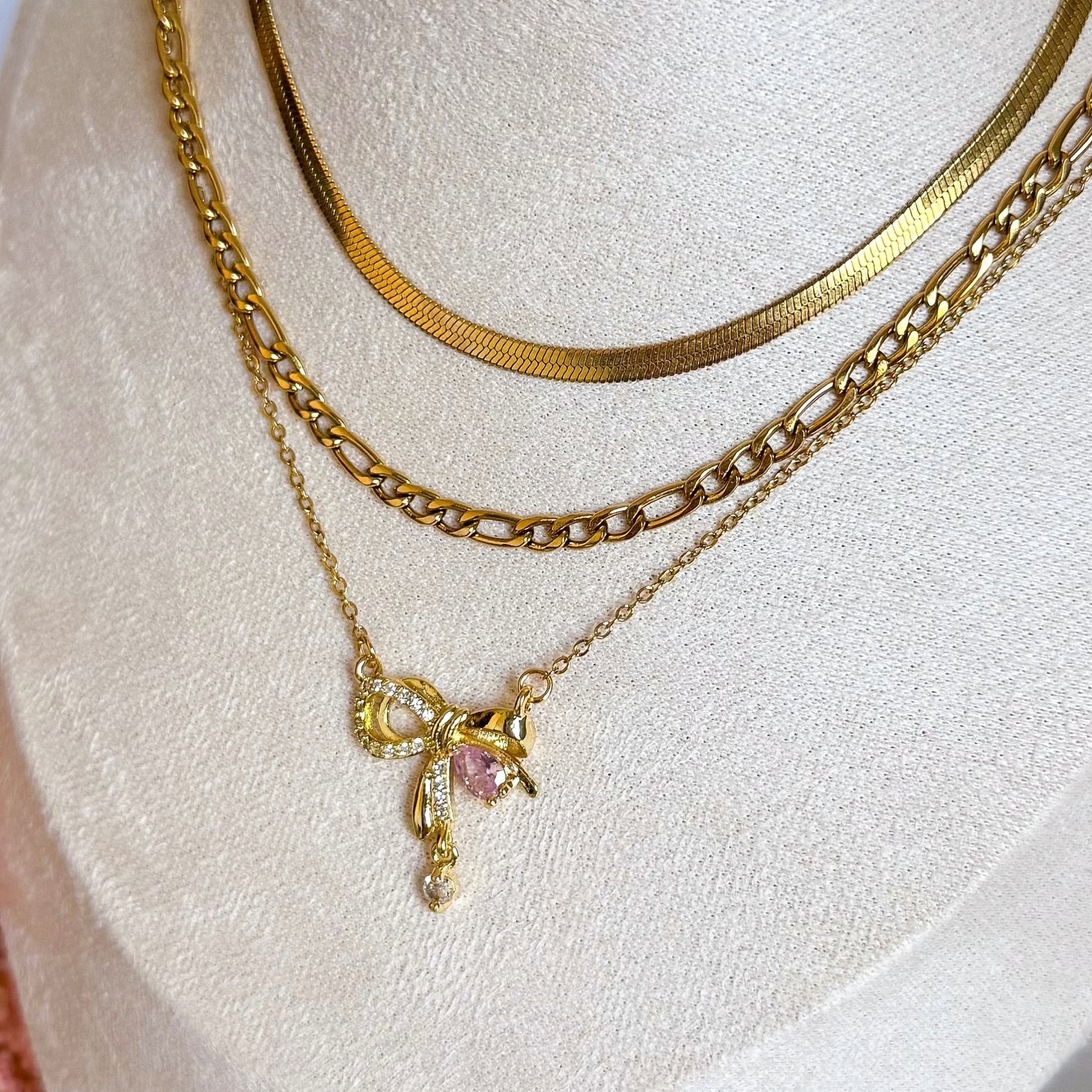 Amora Bow Anti-tarnish 18K Gold-Plated Pendant Necklace Forever Luxe