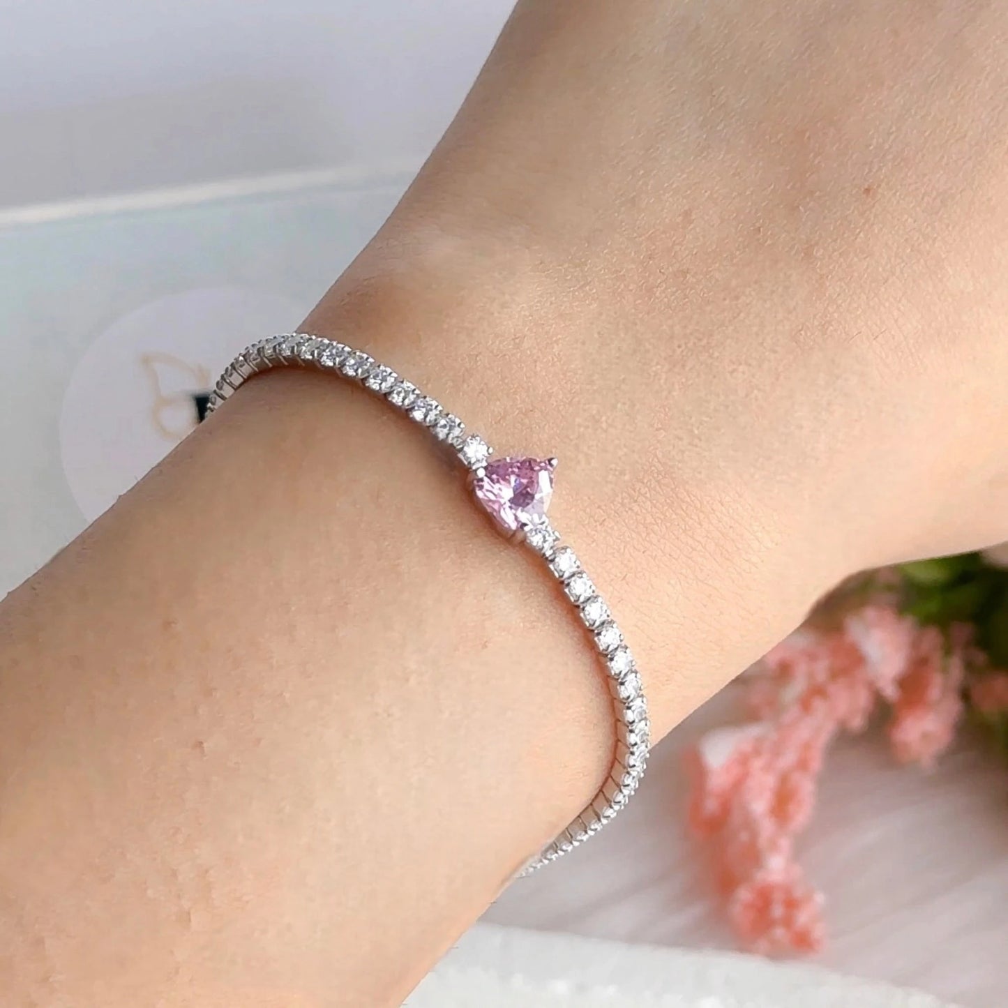 Pink Whisper S925 Sterling Silver Tennis Bracelet Forever Luxe