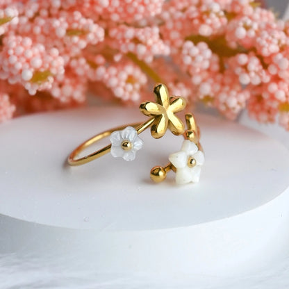 Blossom Kiss 18K Gold-Plated Adjustable Ring Forever Luxe