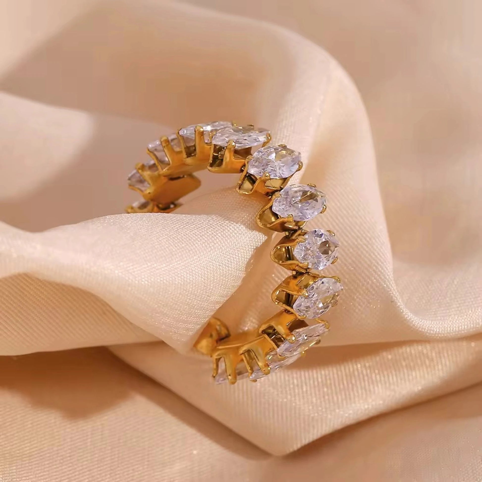 Nova Marquise Tennis 18K Gold-Plated Ring Forever Luxe