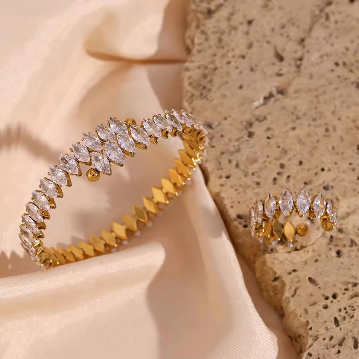 Crystal Tide Tennis 18K Gold-Plated CZ Bracelet Forever Luxe