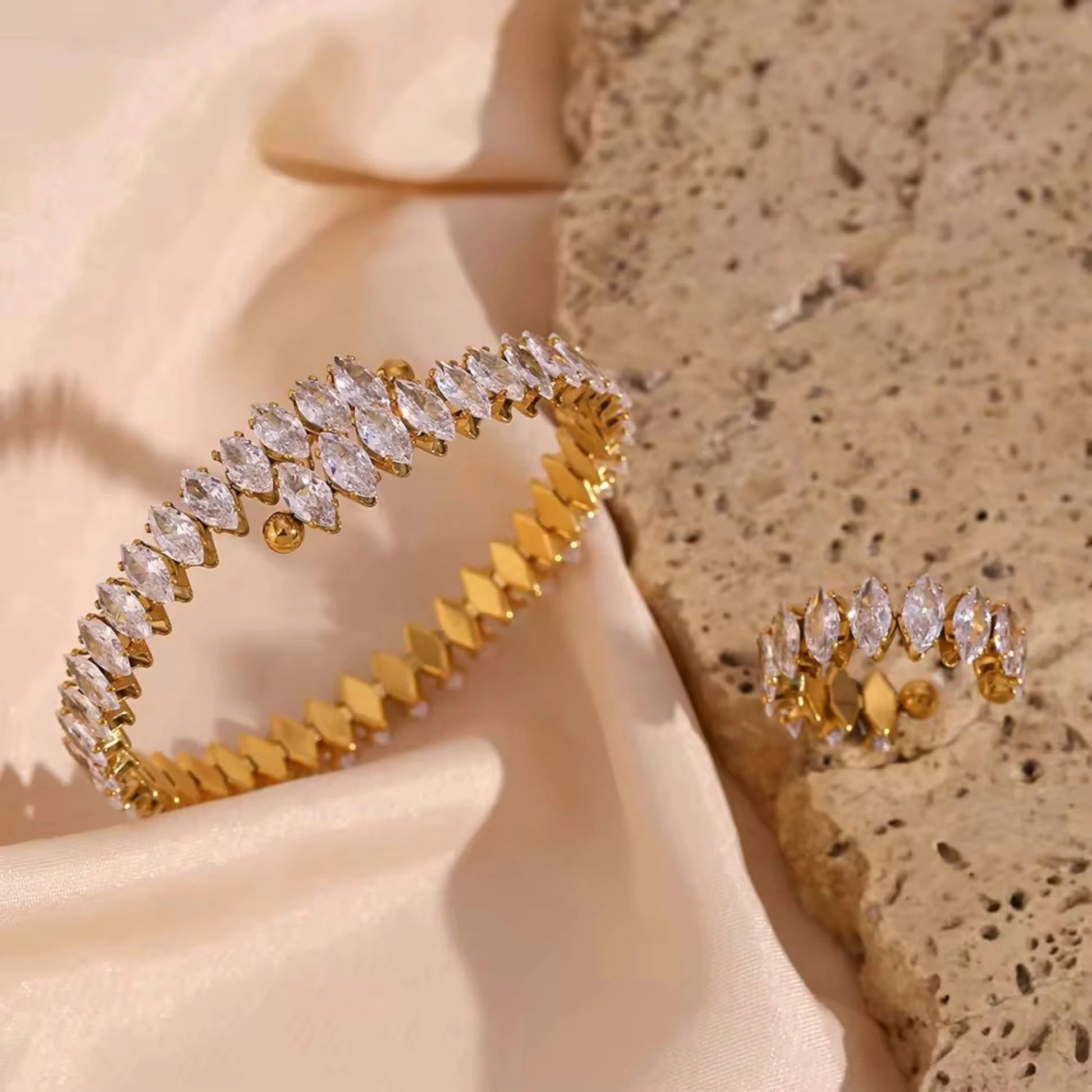 Crystal Tide Tennis 18K Gold-Plated CZ Bracelet Forever Luxe