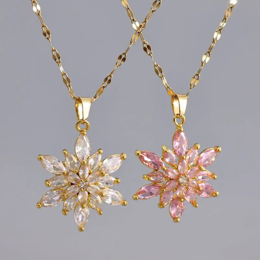 Minimalist Snowflake Pendant with 18K Gold-Plated Chain My Store